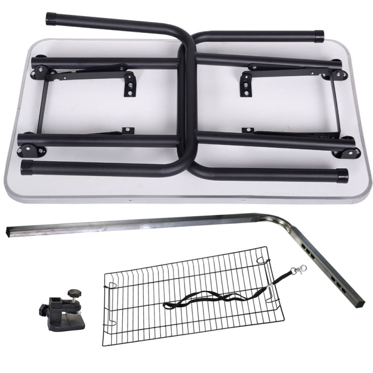 [US Warehouse] 46 inch Foldable Black Rubber Pet Grooming Table with Mesh Tray and Adjustable Arm