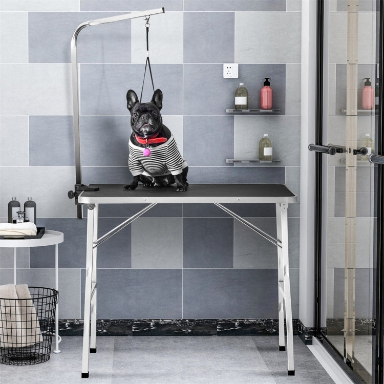 [US Warehouse] 36 inch Steel Legs Foldable Nylon Clamp Adjustable Arm Rubber Mat Pet Grooming Table