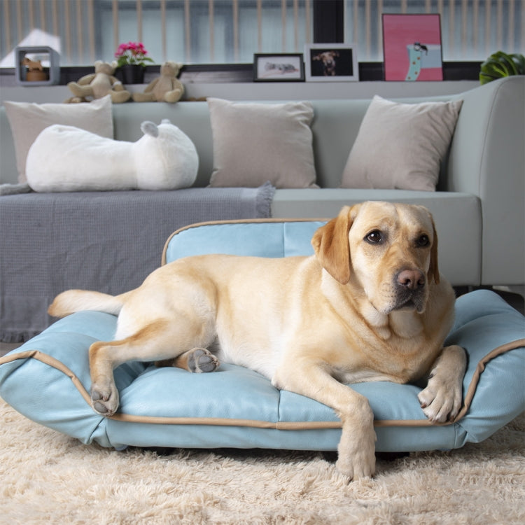 [US Warehouse] PU + PVC Leather Pet Bed with Adjustable Armrests(Blue)