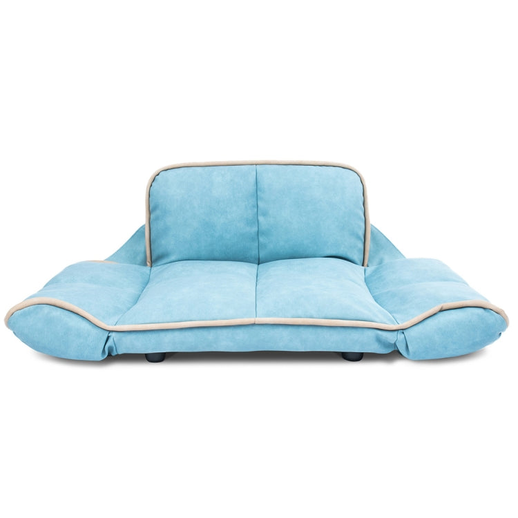 [US Warehouse] PU + PVC Leather Pet Bed with Adjustable Armrests(Blue)