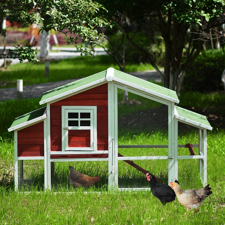 [US Warehouse] 74.8 inch Chicken Coop Rabbit House Wooden Small Animal Cage Bunny Hutch with Ramp and Tray