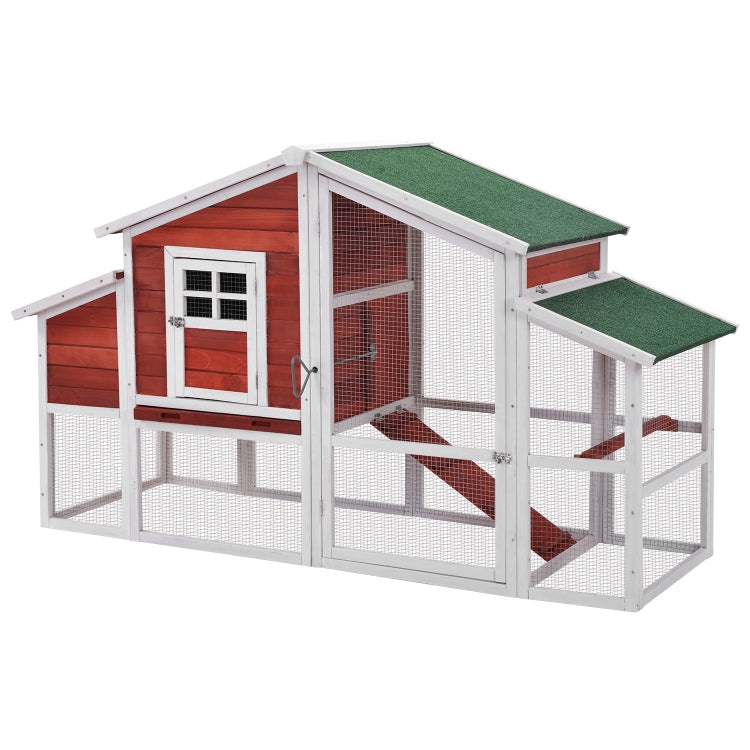 [US Warehouse] 74.8 inch Chicken Coop Rabbit House Wooden Small Animal Cage Bunny Hutch with Ramp and Tray