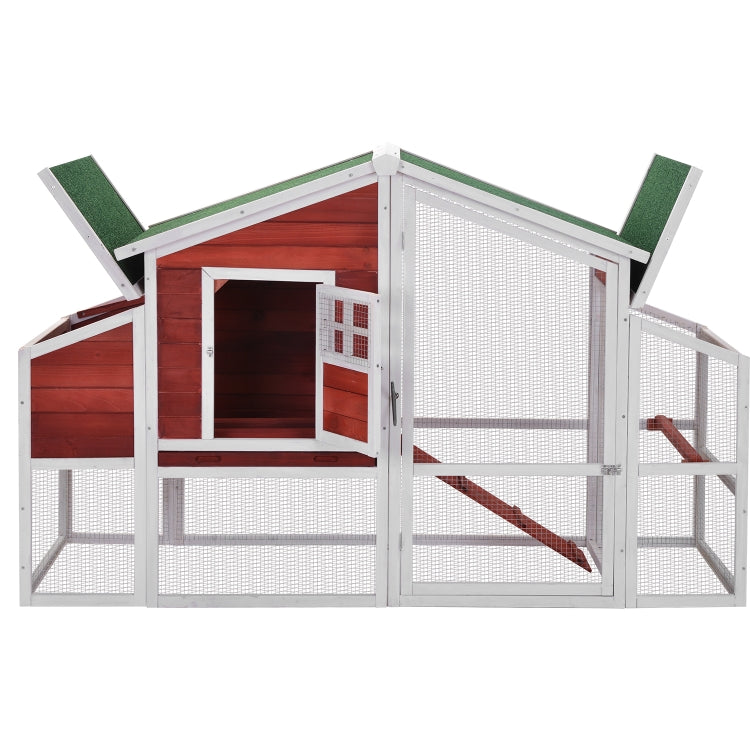[US Warehouse] 74.8 inch Chicken Coop Rabbit House Wooden Small Animal Cage Bunny Hutch with Ramp and Tray