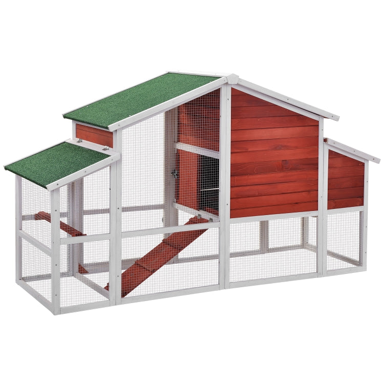 [US Warehouse] 74.8 inch Chicken Coop Rabbit House Wooden Small Animal Cage Bunny Hutch with Ramp and Tray