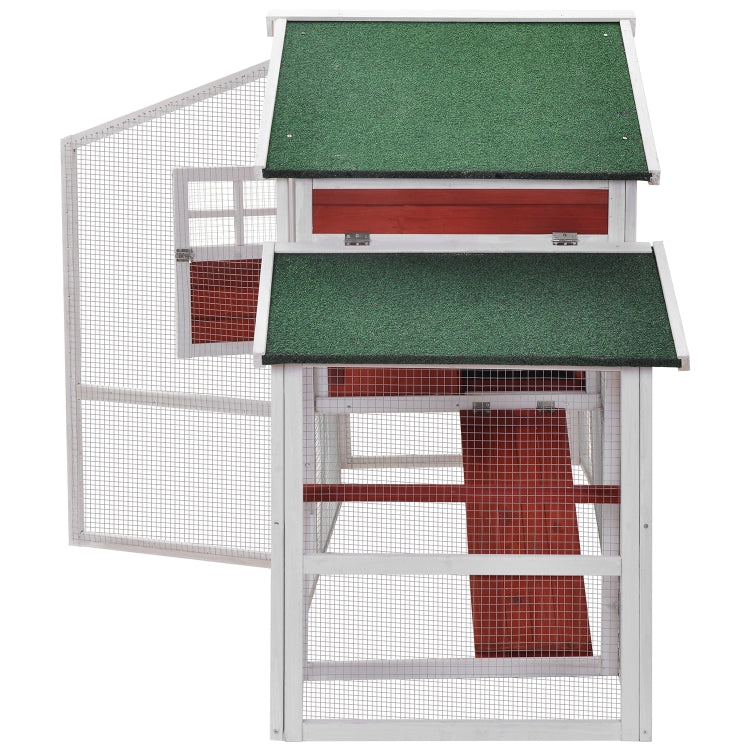 [US Warehouse] 74.8 inch Chicken Coop Rabbit House Wooden Small Animal Cage Bunny Hutch with Ramp and Tray