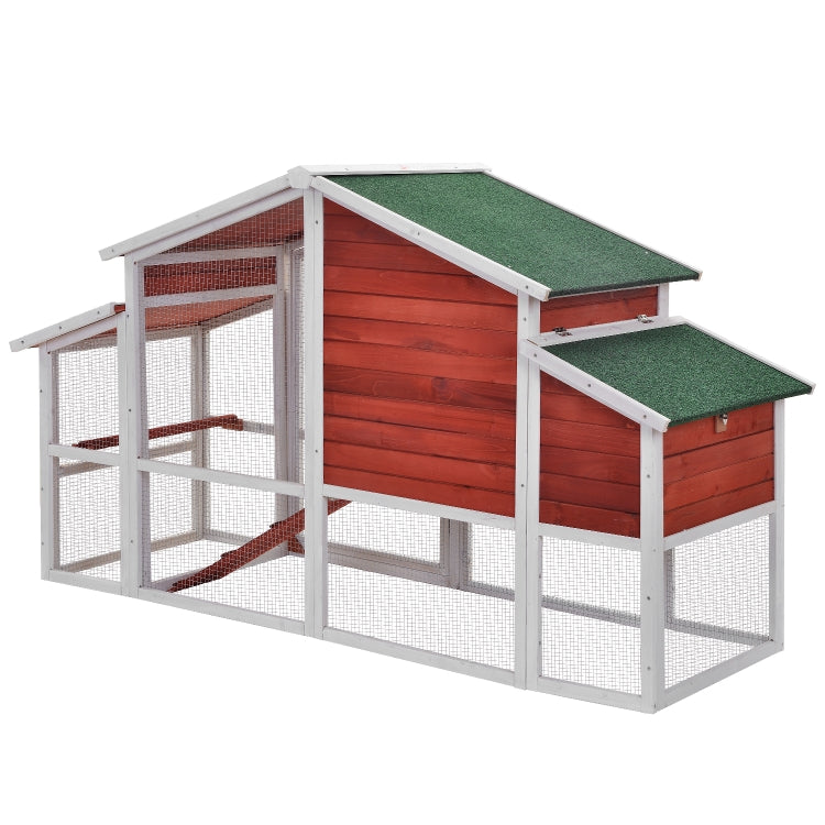 [US Warehouse] 74.8 inch Chicken Coop Rabbit House Wooden Small Animal Cage Bunny Hutch with Ramp and Tray