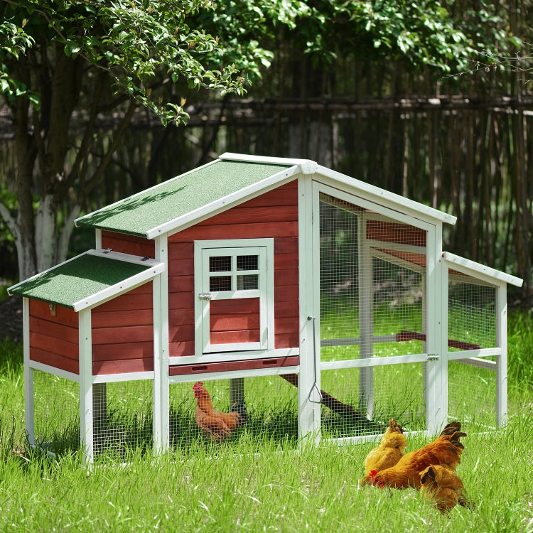 [US Warehouse] 74.8 inch Chicken Coop Rabbit House Wooden Small Animal Cage Bunny Hutch with Ramp and Tray