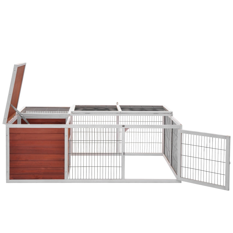 [US Warehouse] 62.2 inches Rabbit Playpen Chicken Coop Pet House Small Animal Cage with Enclosed Run for Outdoor Garden Backyard