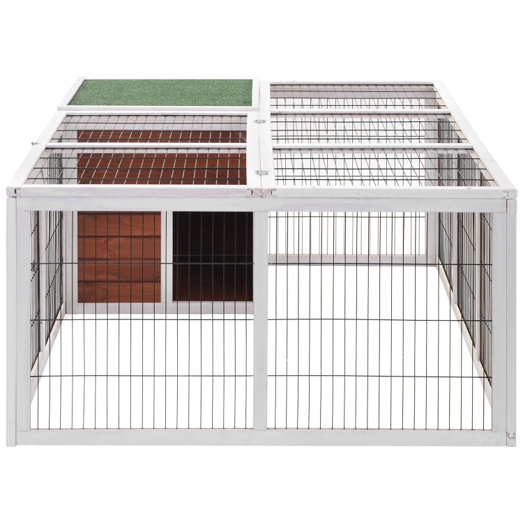 [US Warehouse] 62.2 inches Rabbit Playpen Chicken Coop Pet House Small Animal Cage with Enclosed Run for Outdoor Garden Backyard