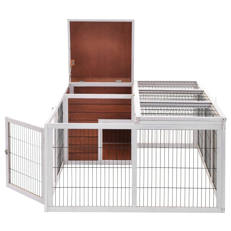 [US Warehouse] 62.2 inches Rabbit Playpen Chicken Coop Pet House Small Animal Cage with Enclosed Run for Outdoor Garden Backyard