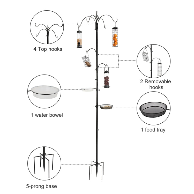 [US Warehouse] Bird Feeder  Courtyard Bird Feeder with Six Hooks,Size: 50x50x228cm