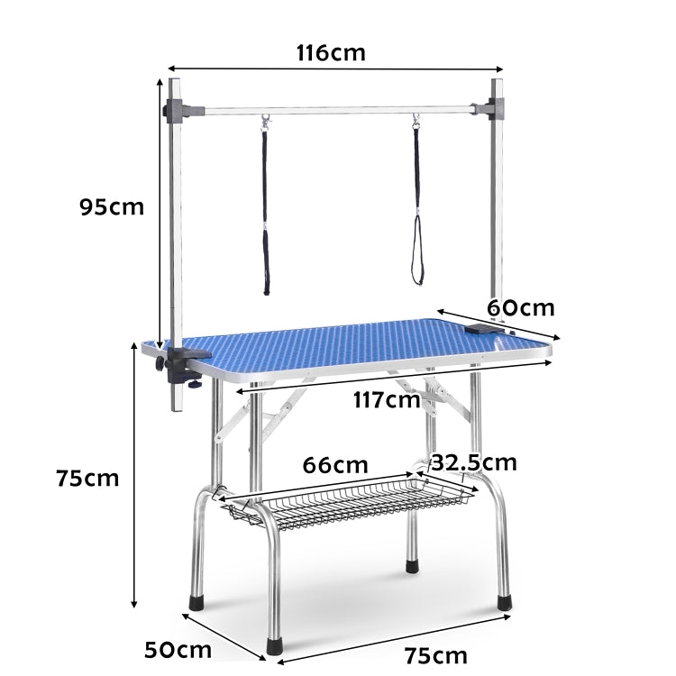 [EU Warehouse] Pet Dog Height Adjustable Grooming Table Drying Table for Small / Medium-sized Dogs, Size: 117x60x75cm(Blue)