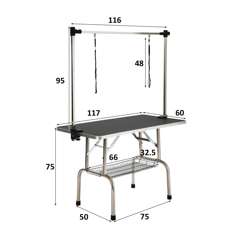 [EU Warehouse] Pet Dog Height Adjustable Grooming Table Drying Table for Small / Medium-sized Dogs, Size: 117x60x75cm(Black)