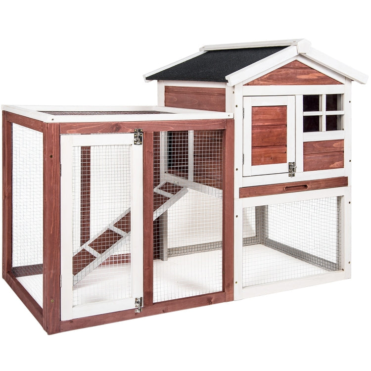 [US Warehouse] Wood Bunny Hutch Chicken Coop Small Animal Cage, Size: 122x63.5x92cm