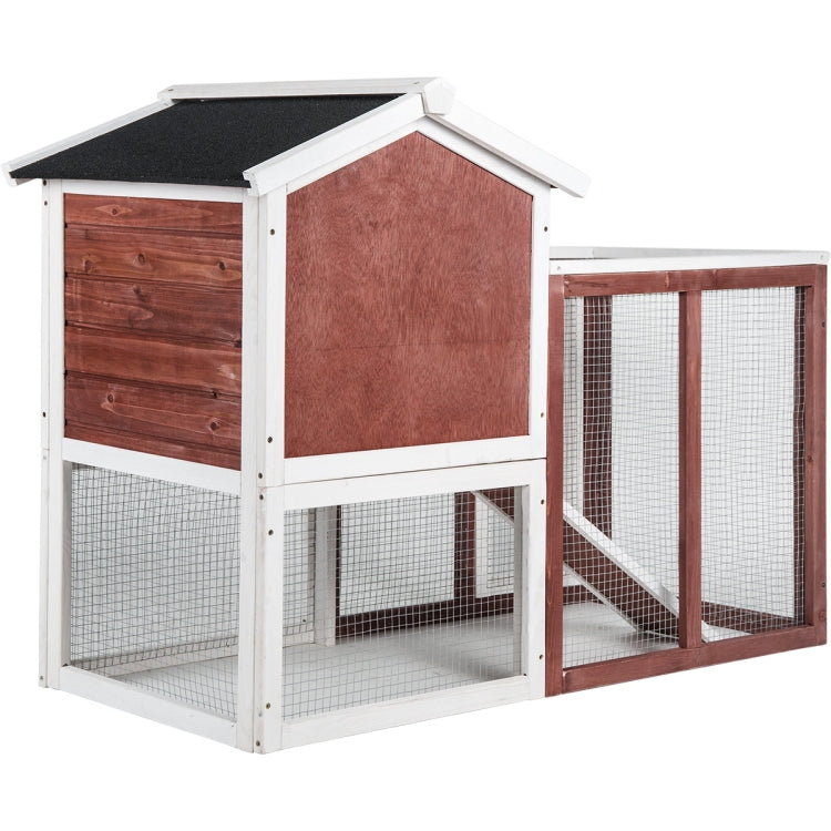 [US Warehouse] Wood Bunny Hutch Chicken Coop Small Animal Cage, Size: 122x63.5x92cm