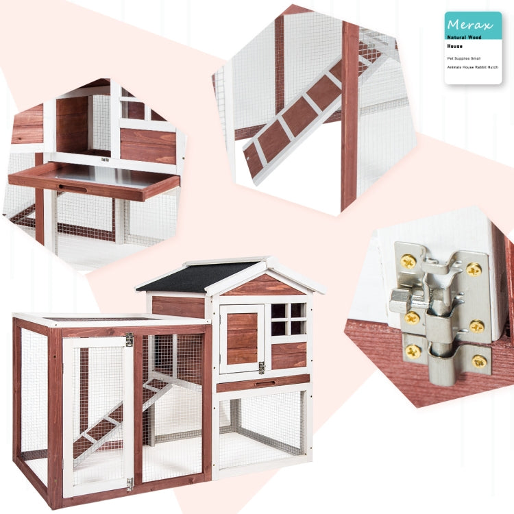 [US Warehouse] Wood Bunny Hutch Chicken Coop Small Animal Cage, Size: 122x63.5x92cm