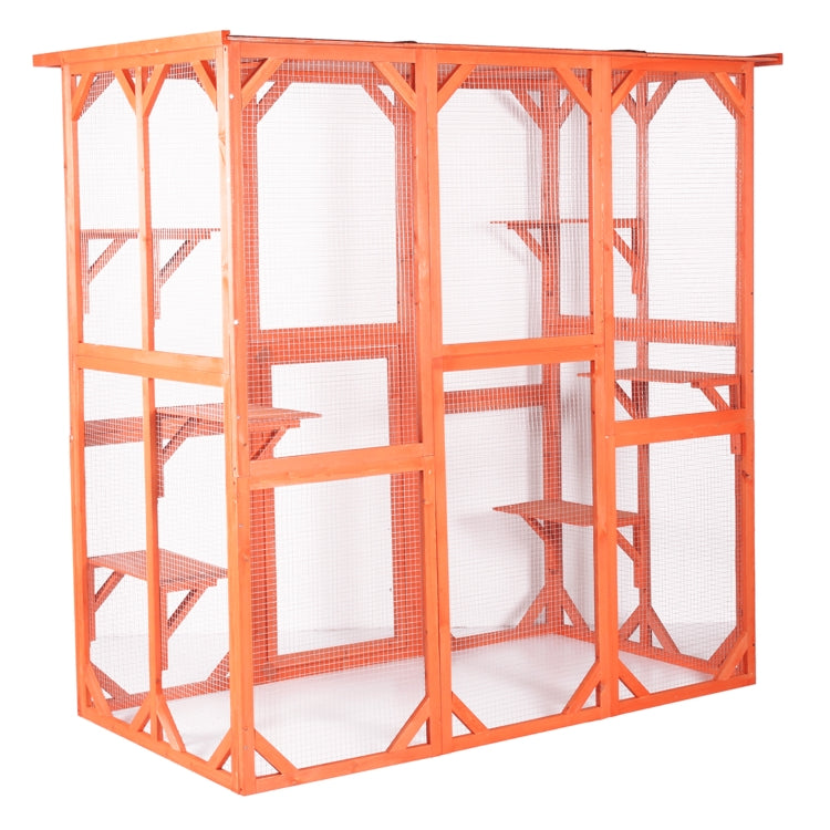 [US Warehouse] Wooden Outdoor Cat House Small Animal Cage, Size: 180x88x170cm