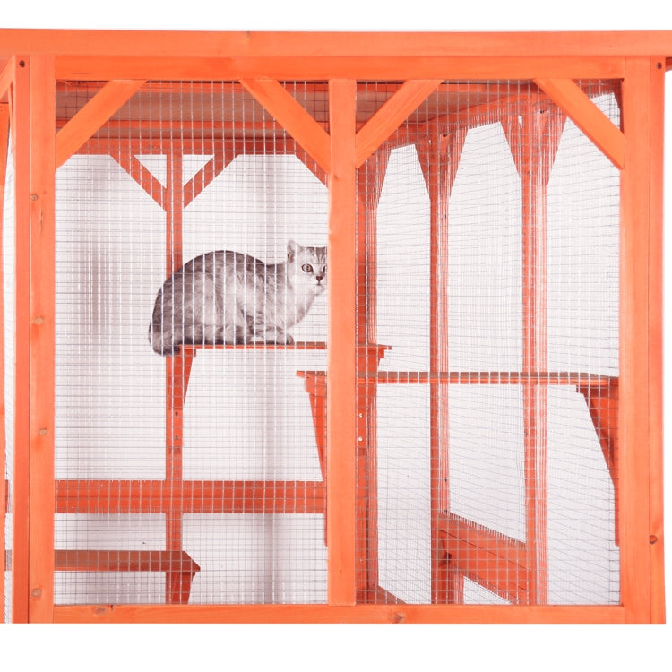 [US Warehouse] Wooden Outdoor Cat House Small Animal Cage, Size: 180x88x170cm