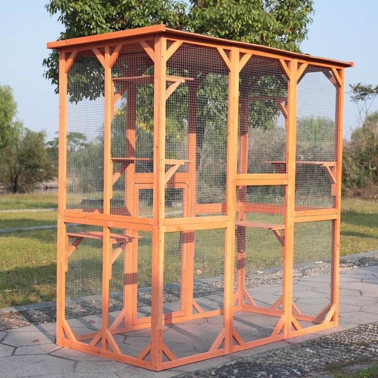 [US Warehouse] Wooden Outdoor Cat House Small Animal Cage, Size: 180x88x170cm