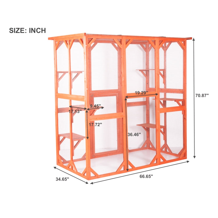 [US Warehouse] Wooden Outdoor Cat House Small Animal Cage, Size: 180x88x170cm