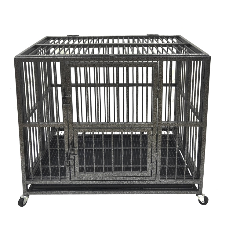 [US Warehouse] Heavy Duty Metal Pet Dog Crate Cage, Size: 110.5x70x87cm
