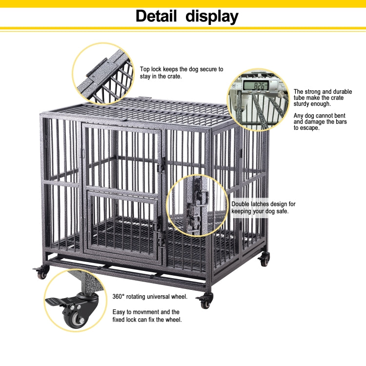 [US Warehouse] Heavy Duty Metal Pet Dog Crate Cage, Size: 110.5x70x87cm