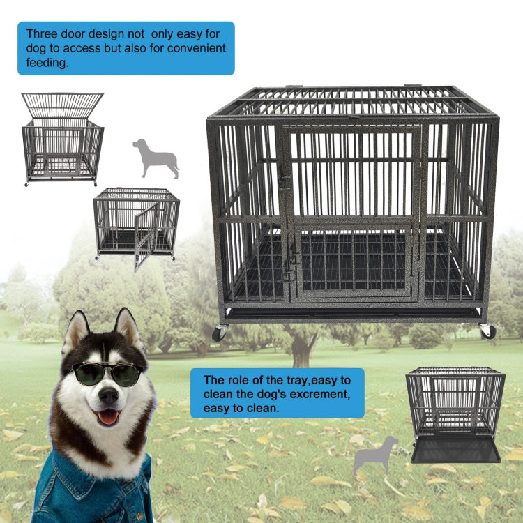 [US Warehouse] Heavy Duty Metal Pet Dog Crate Cage, Size: 110.5x70x87cm
