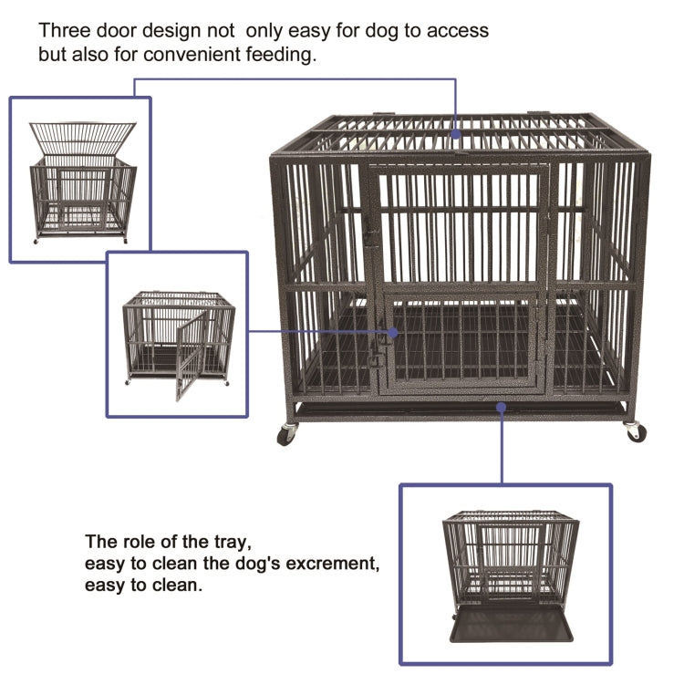 [US Warehouse] Heavy Duty Metal Pet Dog Crate Cage, Size: 110.5x70x87cm