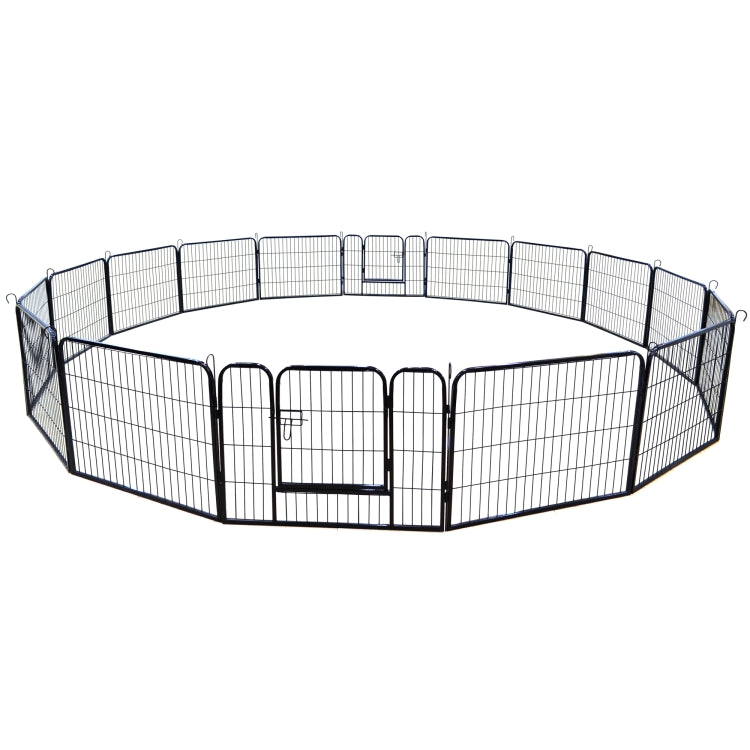 [US Warehouse] Portable Outdoor Folding 16-panel Heavy Duty Metal Dog Iron Playpen Pet Crate Cage