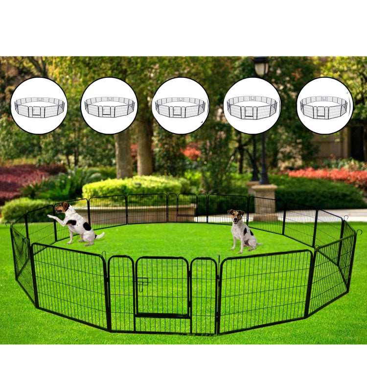 [US Warehouse] Portable Outdoor Folding 16-panel Heavy Duty Metal Dog Iron Playpen Pet Crate Cage