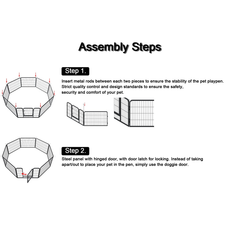 [US Warehouse] Portable Outdoor Folding 16-panel Heavy Duty Metal Dog Iron Playpen Pet Crate Cage