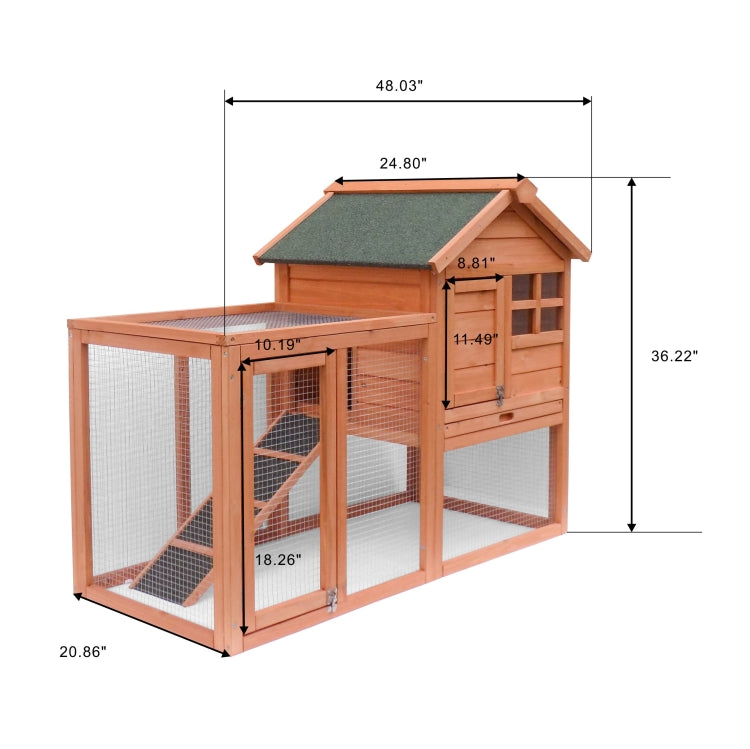 [US Warehouse] Wood Pet Rabbit Hutch Small Animal Cage, Size: 122x63x92cm