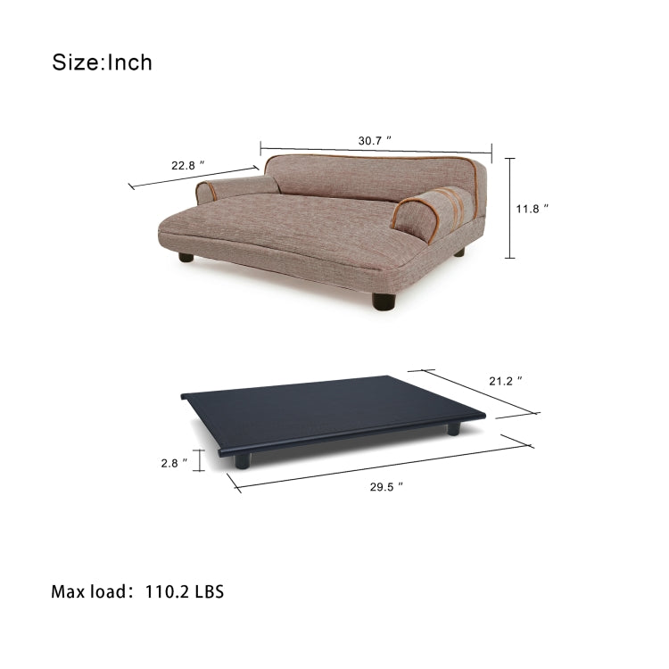 [US Warehouse] Oxford Cloth Dual-use Washable Pet Sofa Dog Bed, Size: 78x58x30cm