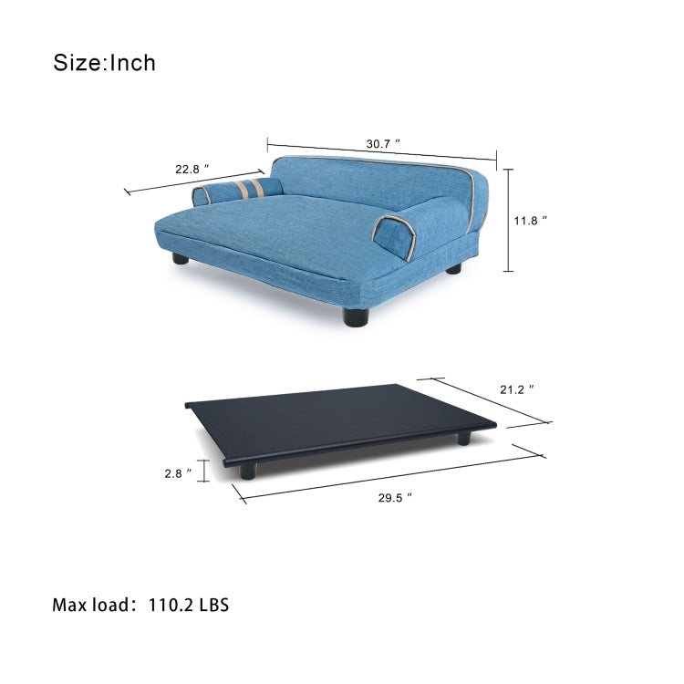 [US Warehouse] Oxford Cloth Dual-use Washable Pet Sofa Dog Bed, Size: 78x58x30cm