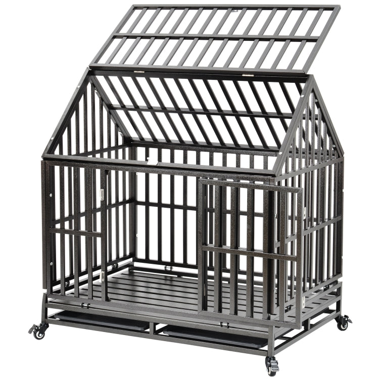 [US Warehouse] Heavy Duty Pet Dog Crate Cage with Roof , Size: 110x117x74.6cm