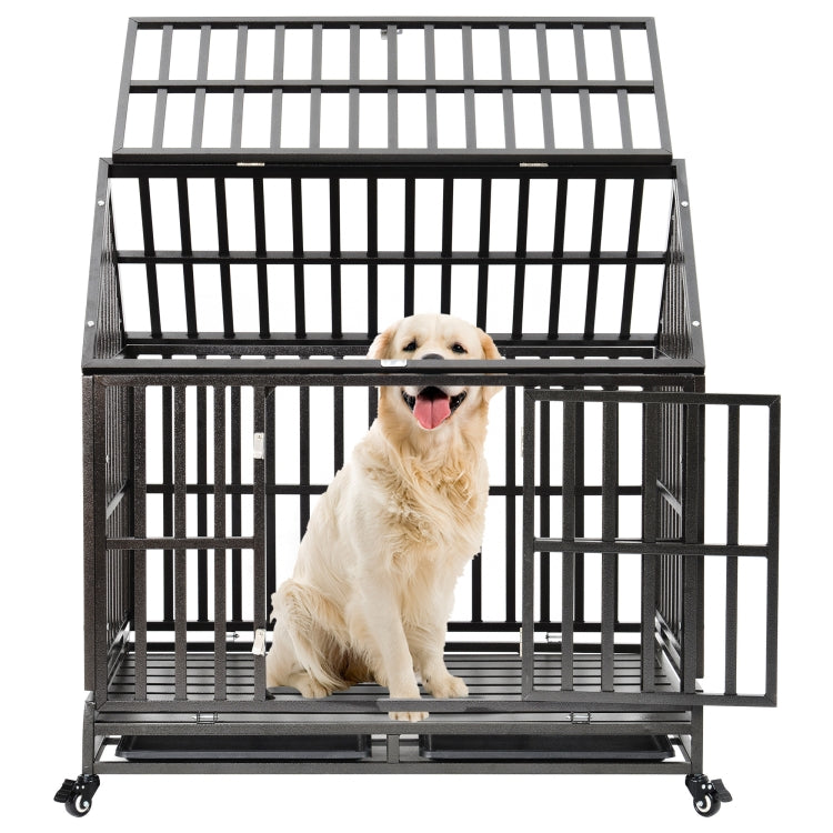[US Warehouse] Heavy Duty Pet Dog Crate Cage with Roof , Size: 110x117x74.6cm