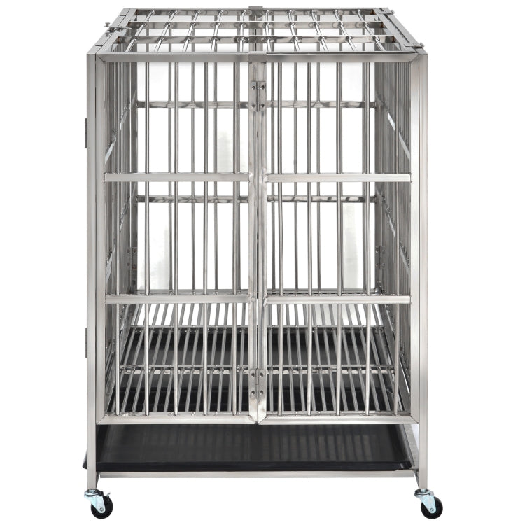 [US Warehouse] Heavy Duty Stainless Steel Pet Dog Crate Cage, Size: 110x70x102cm