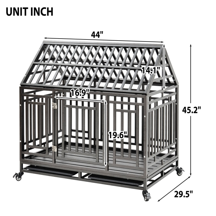 [US Warehouse] Heavy Duty Stainless Steel Pet Dog Crate Cage with Roof , Size: 112x115x75cm