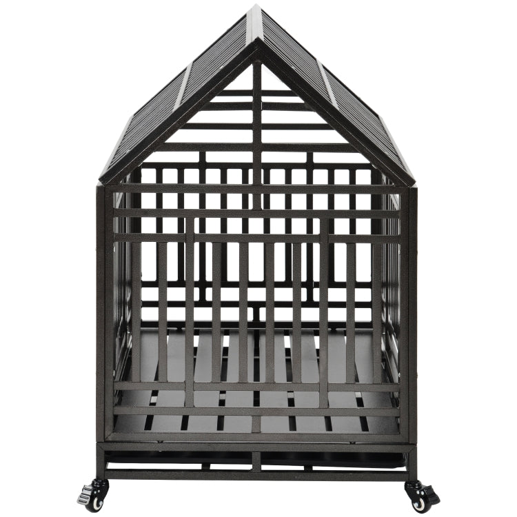 [US Warehouse] Heavy Duty Stainless Steel Pet Dog Crate Cage with Roof , Size: 112x115x75cm
