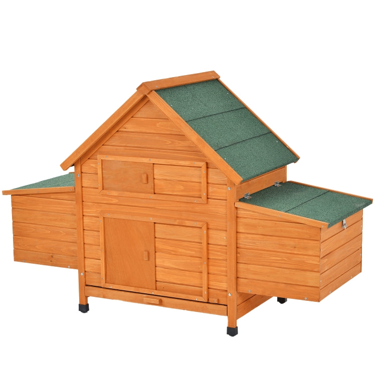 [US Warehouse] Wood Chicken Coop Small Animal Cage Bunny Hutch with Tray & Ramp, Size: 153x66x107cm