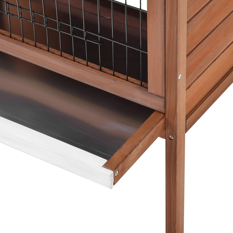 [US Warehouse] Wood Chicken Coop Small Animal Cage Bunny Hutch with Tray, Size: 91.5x44x71cm