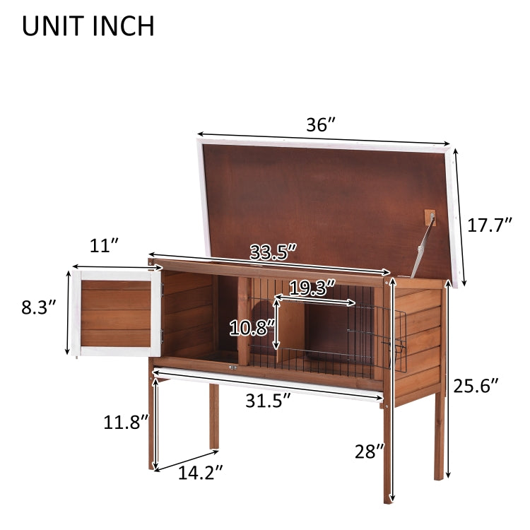 [US Warehouse] Wood Chicken Coop Small Animal Cage Bunny Hutch with Tray, Size: 91.5x44x71cm