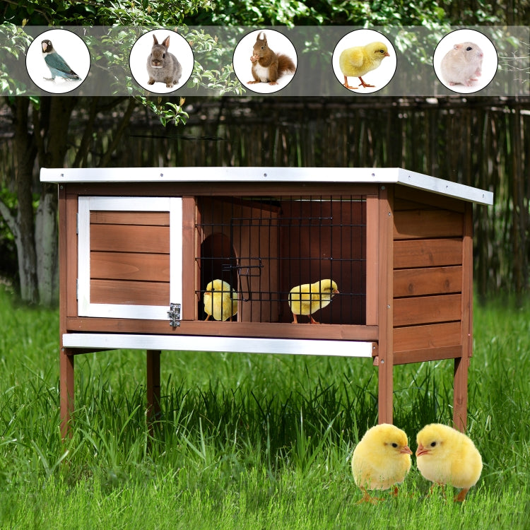 [US Warehouse] Wood Chicken Coop Small Animal Cage Bunny Hutch with Tray, Size: 91.5x44x71cm