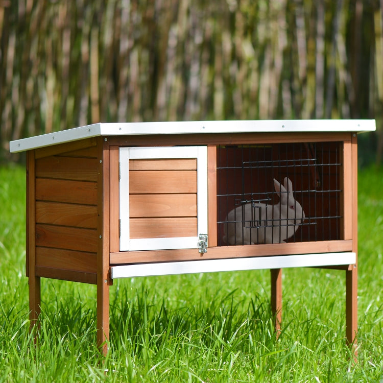 [US Warehouse] Wood Chicken Coop Small Animal Cage Bunny Hutch with Tray, Size: 91.5x44x71cm