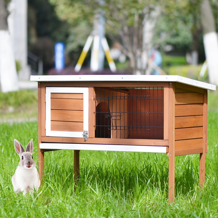 [US Warehouse] Wood Chicken Coop Small Animal Cage Bunny Hutch with Tray, Size: 91.5x44x71cm