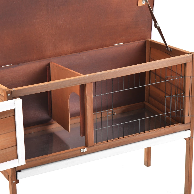 [US Warehouse] Wood Chicken Coop Small Animal Cage Bunny Hutch with Tray, Size: 91.5x44x71cm