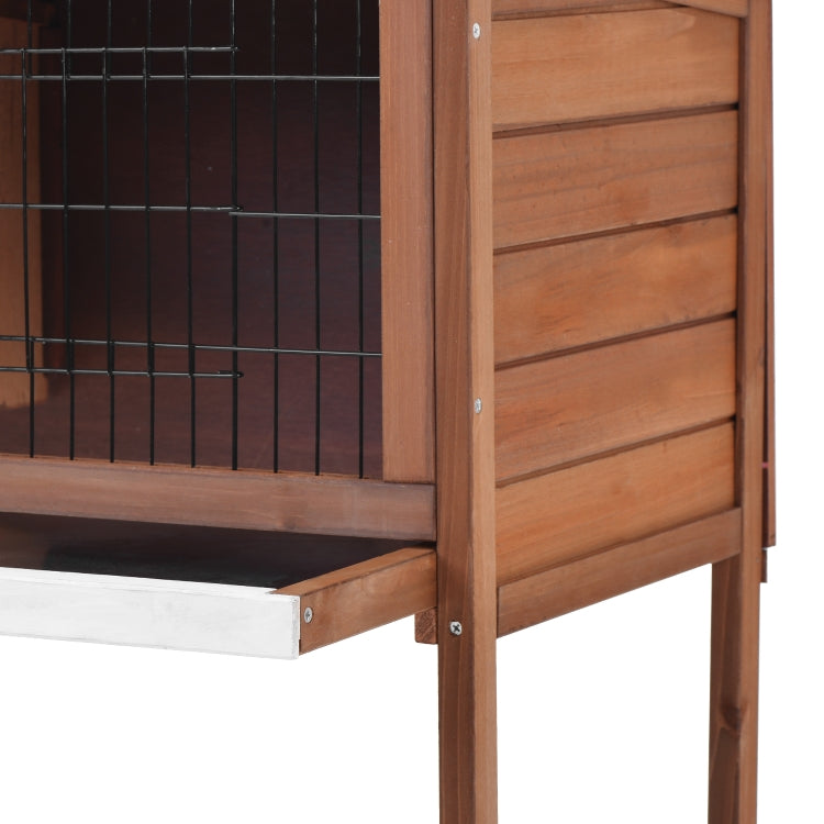 [US Warehouse] Wood Chicken Coop Small Animal Cage Bunny Hutch with Tray, Size: 91.5x44x71cm