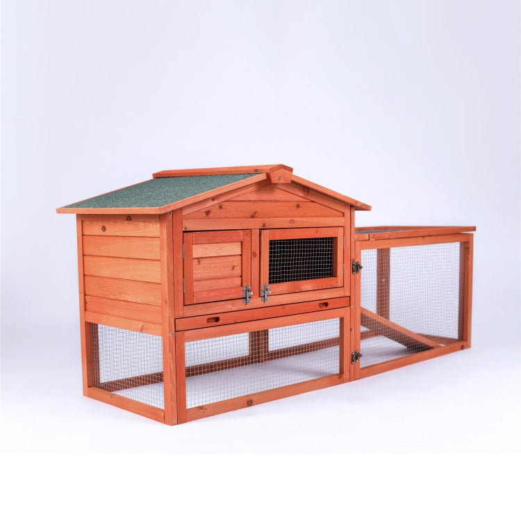 [US Warehouse] Wood Rabbit Hutch Chicken Coop Small Animal Cage, Size: 154x55.6x70cm