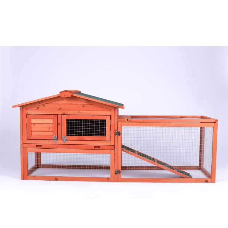 [US Warehouse] Wood Rabbit Hutch Chicken Coop Small Animal Cage, Size: 154x55.6x70cm