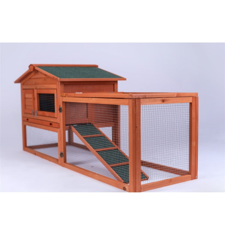 [US Warehouse] Wood Rabbit Hutch Chicken Coop Small Animal Cage, Size: 154x55.6x70cm